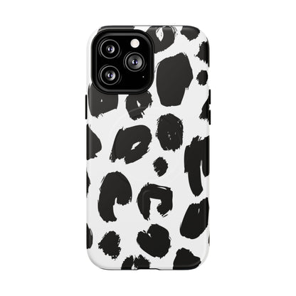Ink Leopard Magnetic Phone Case — Black & White Animal Print Fashion Protective Cover
