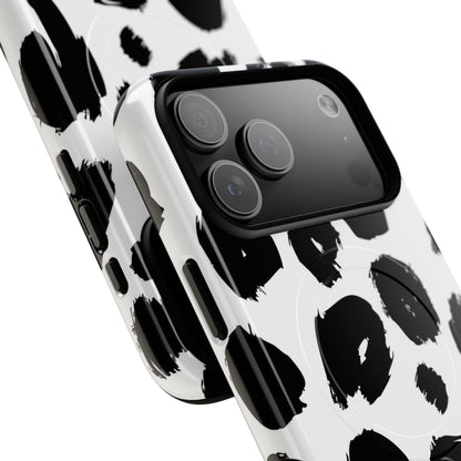 Ink Leopard Magnetic Phone Case — Black & White Animal Print Fashion Protective Cover