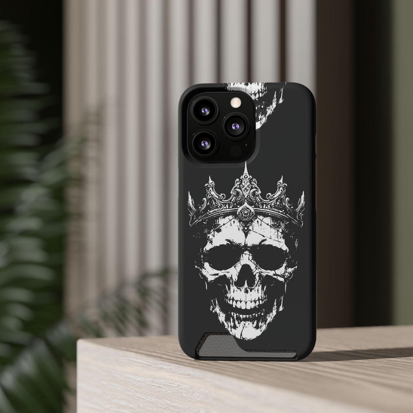 Crowned Chaos - Skull King Card-Holder Phone Case