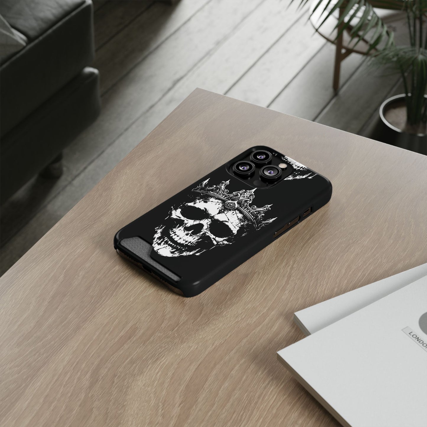 Crowned Chaos - Skull King Card-Holder Phone Case