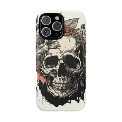 Dark Aura Skull & Roses iPhone Case – Gothic Floral Magnetic Protective Cover