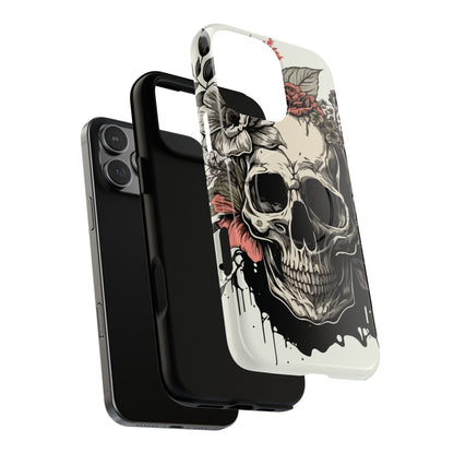 Dark Aura Skull & Roses iPhone Case – Gothic Floral Magnetic Protective Cover
