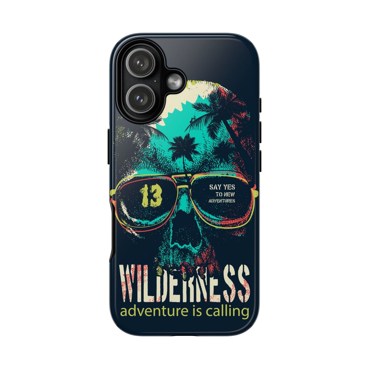 Wilderness Adventure Phone Case — 'Adventure Is Calling' Skull Sunglasses Design
