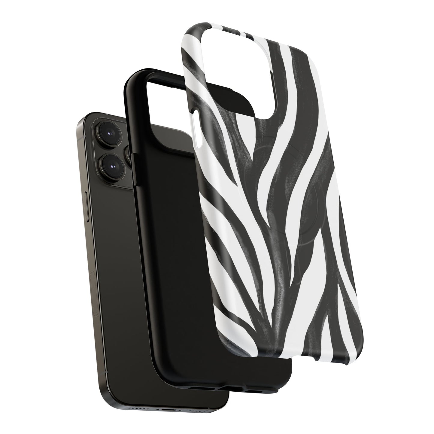 Wild Lines Zebra Stripe Tough Magnetic Phone Case — Black & White Protective Cover