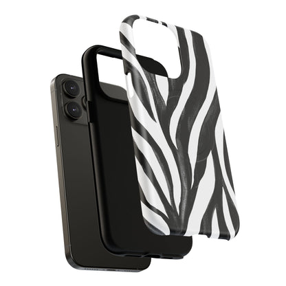 Wild Lines Zebra Stripe Tough Magnetic Phone Case — Black & White Protective Cover