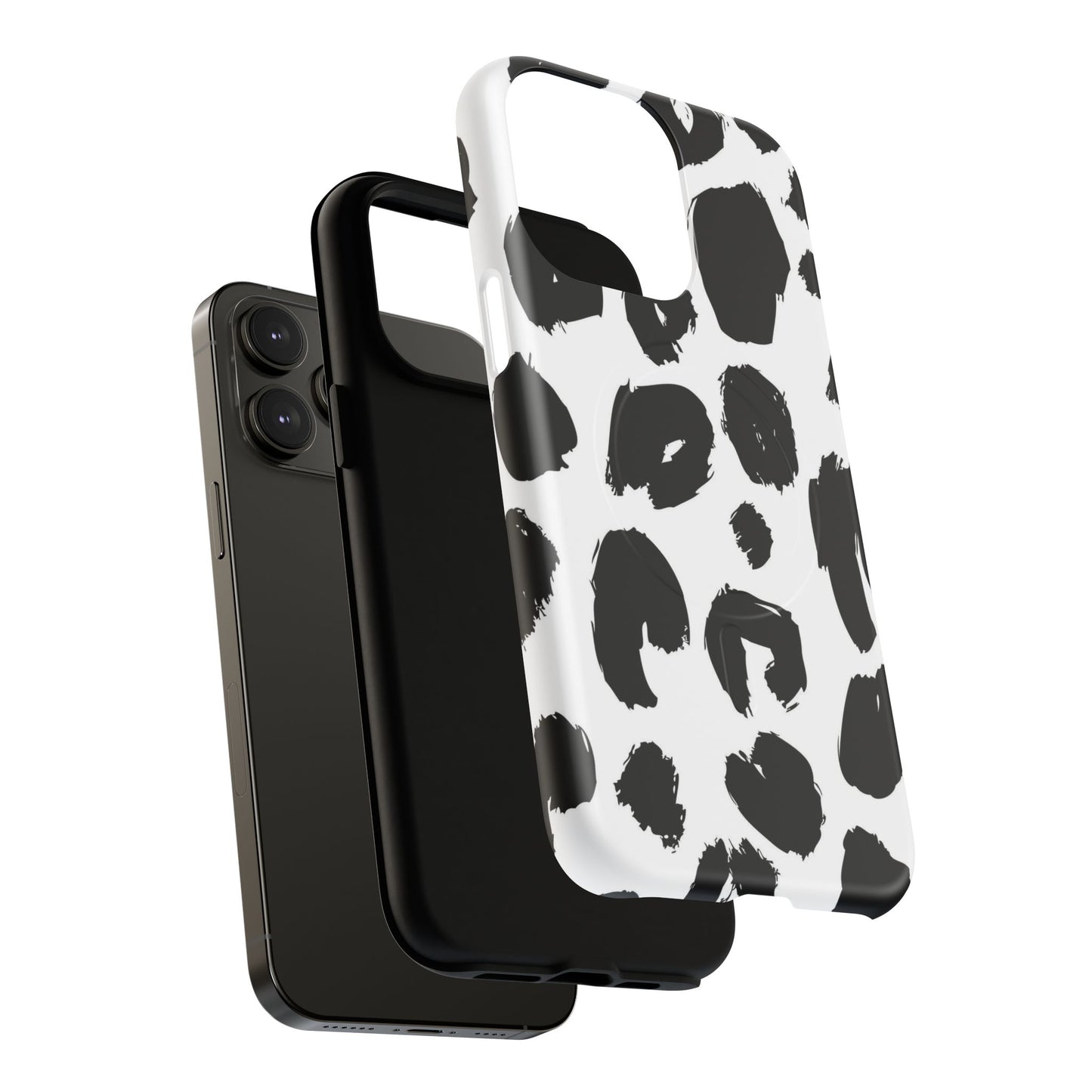 Ink Leopard Magnetic Phone Case — Black & White Animal Print Fashion Protective Cover