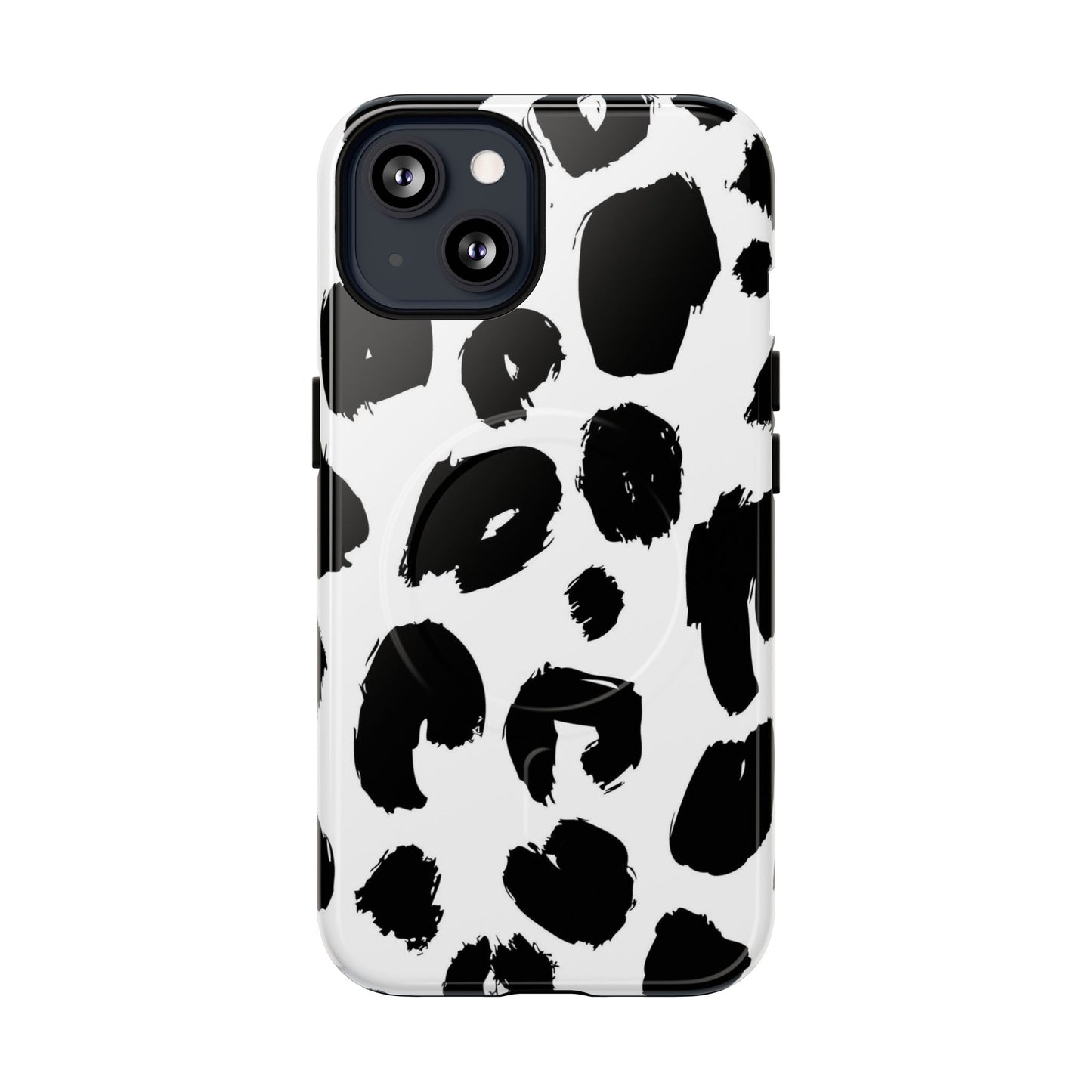 Ink Leopard Magnetic Phone Case — Black & White Animal Print Fashion Protective Cover
