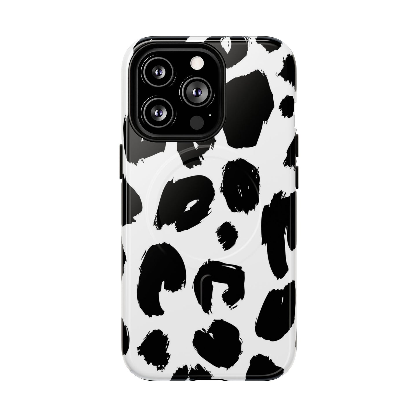 Ink Leopard Magnetic Phone Case — Black & White Animal Print Fashion Protective Cover