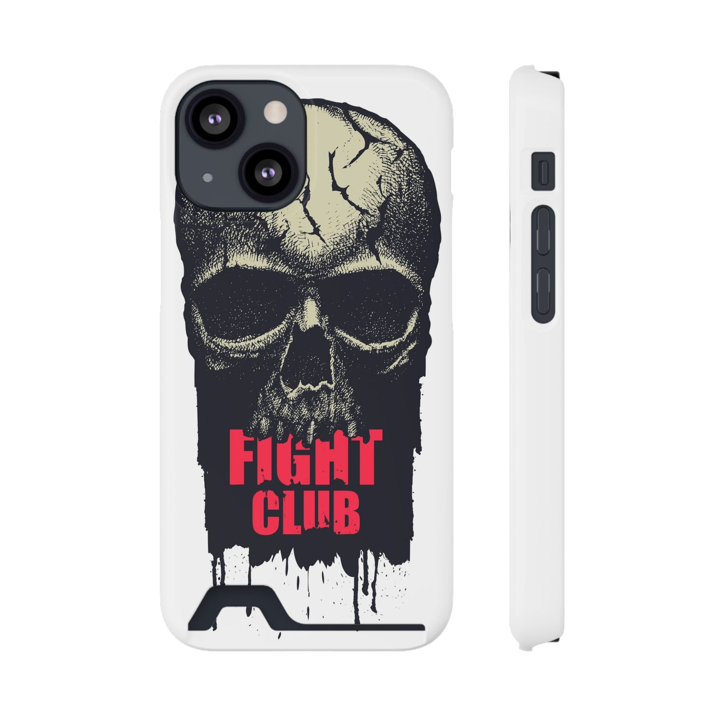 Fight Club Skull Phone Case with Card Holder — Bold Gothic Skull Design