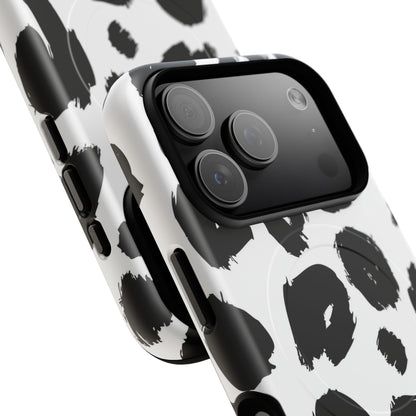 Ink Leopard Magnetic Phone Case — Black & White Animal Print Fashion Protective Cover