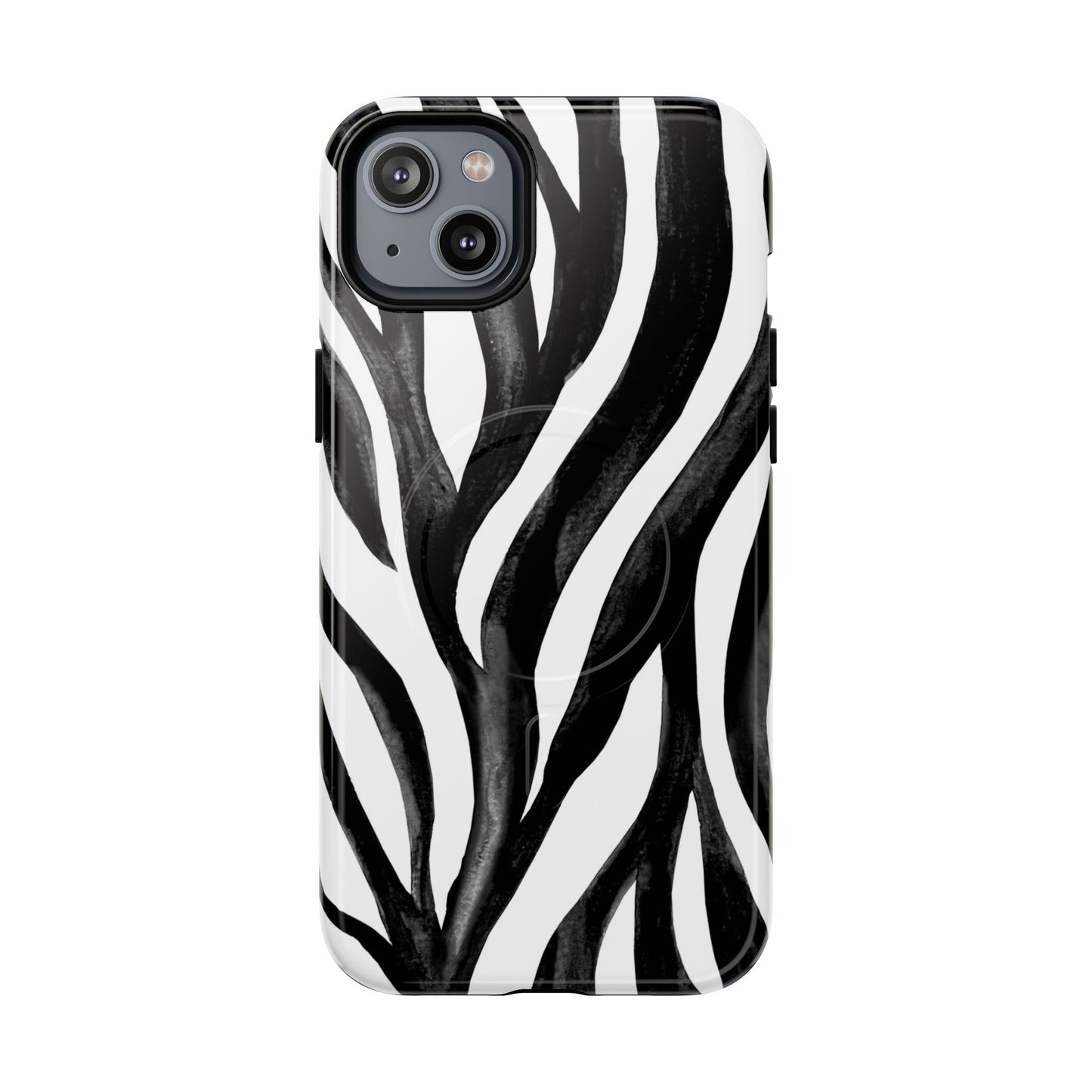 Wild Lines Zebra Stripe Tough Magnetic Phone Case — Black & White Protective Cover