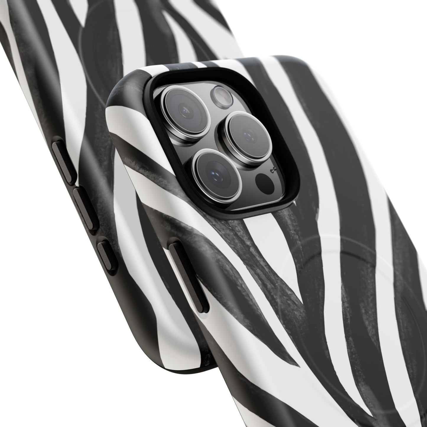 Wild Lines Zebra Stripe Tough Magnetic Phone Case — Black & White Protective Cover