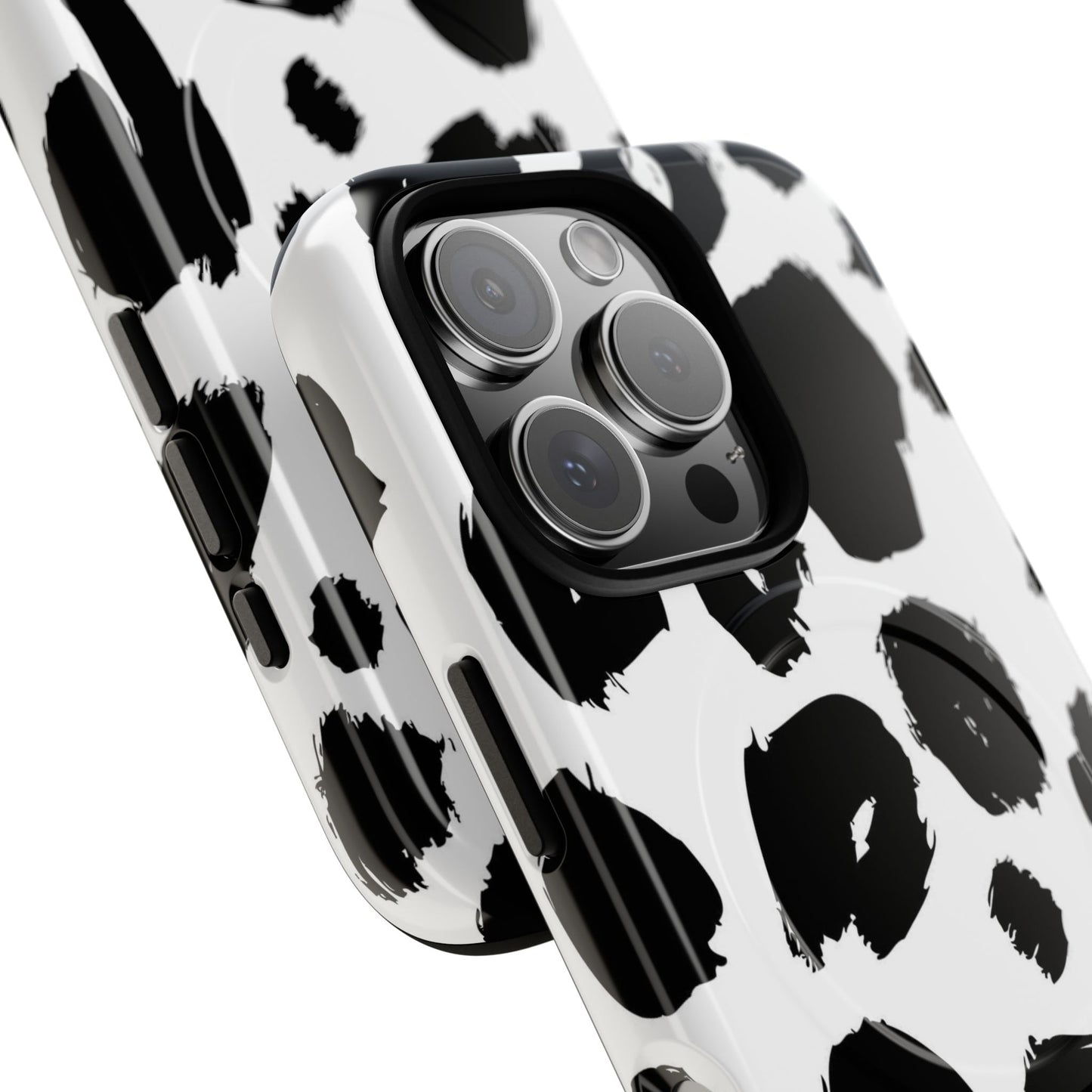 Ink Leopard Magnetic Phone Case — Black & White Animal Print Fashion Protective Cover