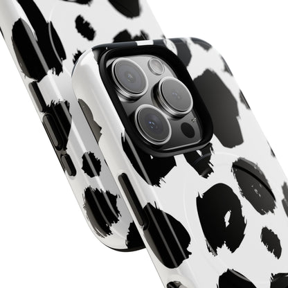 Ink Leopard Magnetic Phone Case — Black & White Animal Print Fashion Protective Cover