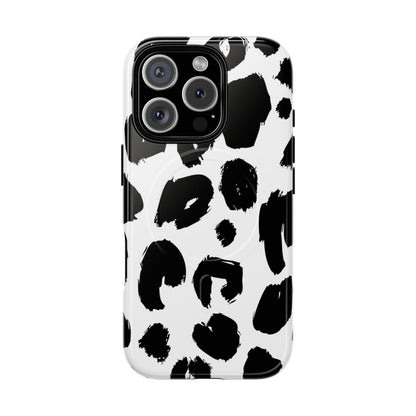 Ink Leopard Magnetic Phone Case — Black & White Animal Print Fashion Protective Cover