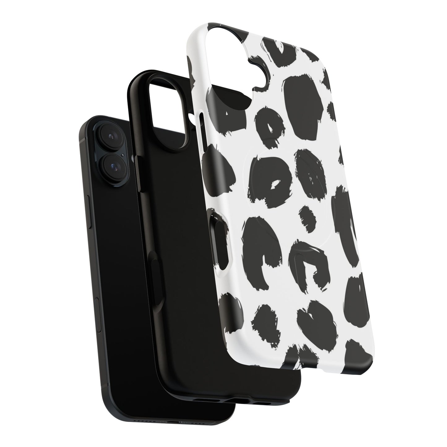 Ink Leopard Magnetic Phone Case — Black & White Animal Print Fashion Protective Cover