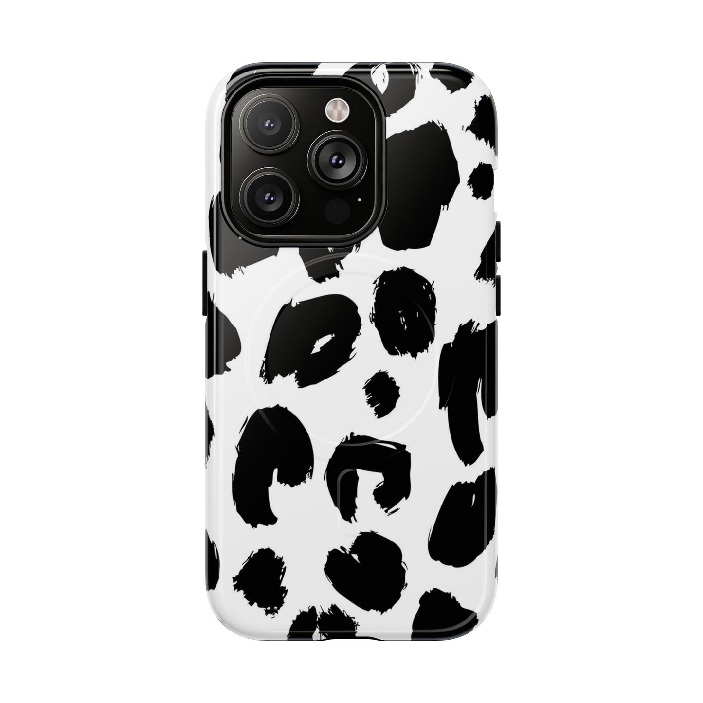 Ink Leopard Magnetic Phone Case — Black & White Animal Print Fashion Protective Cover