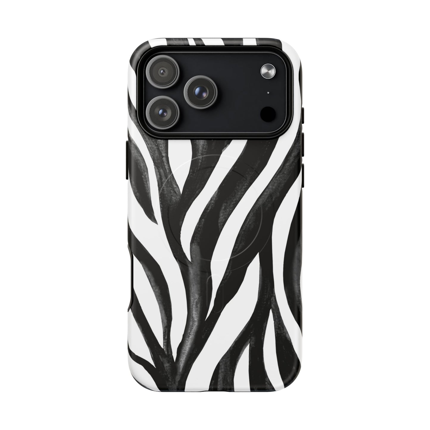 Wild Lines Zebra Stripe Tough Magnetic Phone Case — Black & White Protective Cover