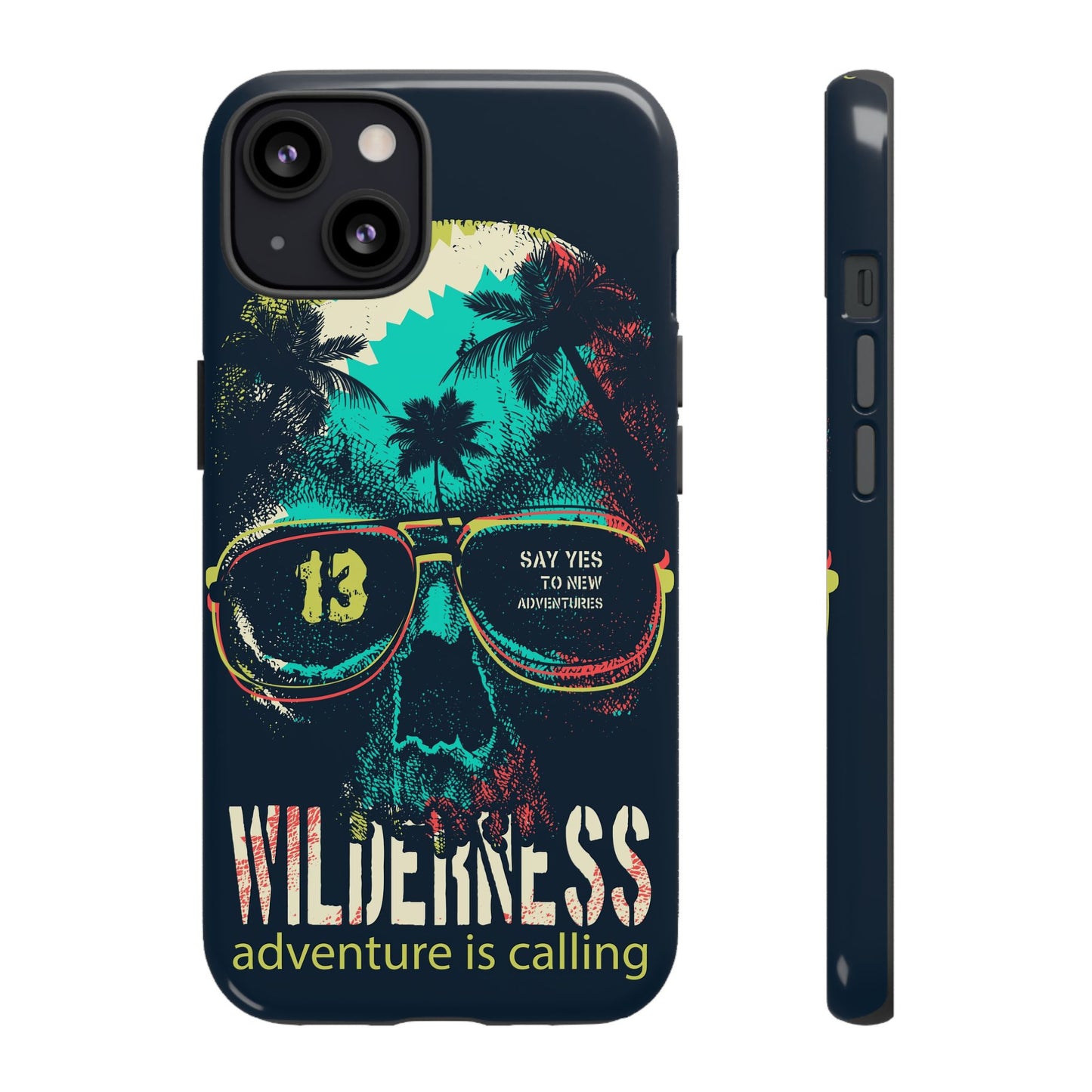 Wilderness Adventure Phone Case — 'Adventure Is Calling' Skull Sunglasses Design