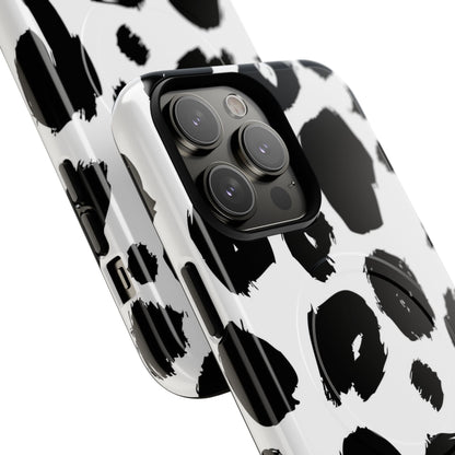 Ink Leopard Magnetic Phone Case — Black & White Animal Print Fashion Protective Cover