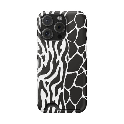 Animal Print Phone Case — Zebra & Giraffe Edition with Card Holder — Slim, Stylish, MagSafe