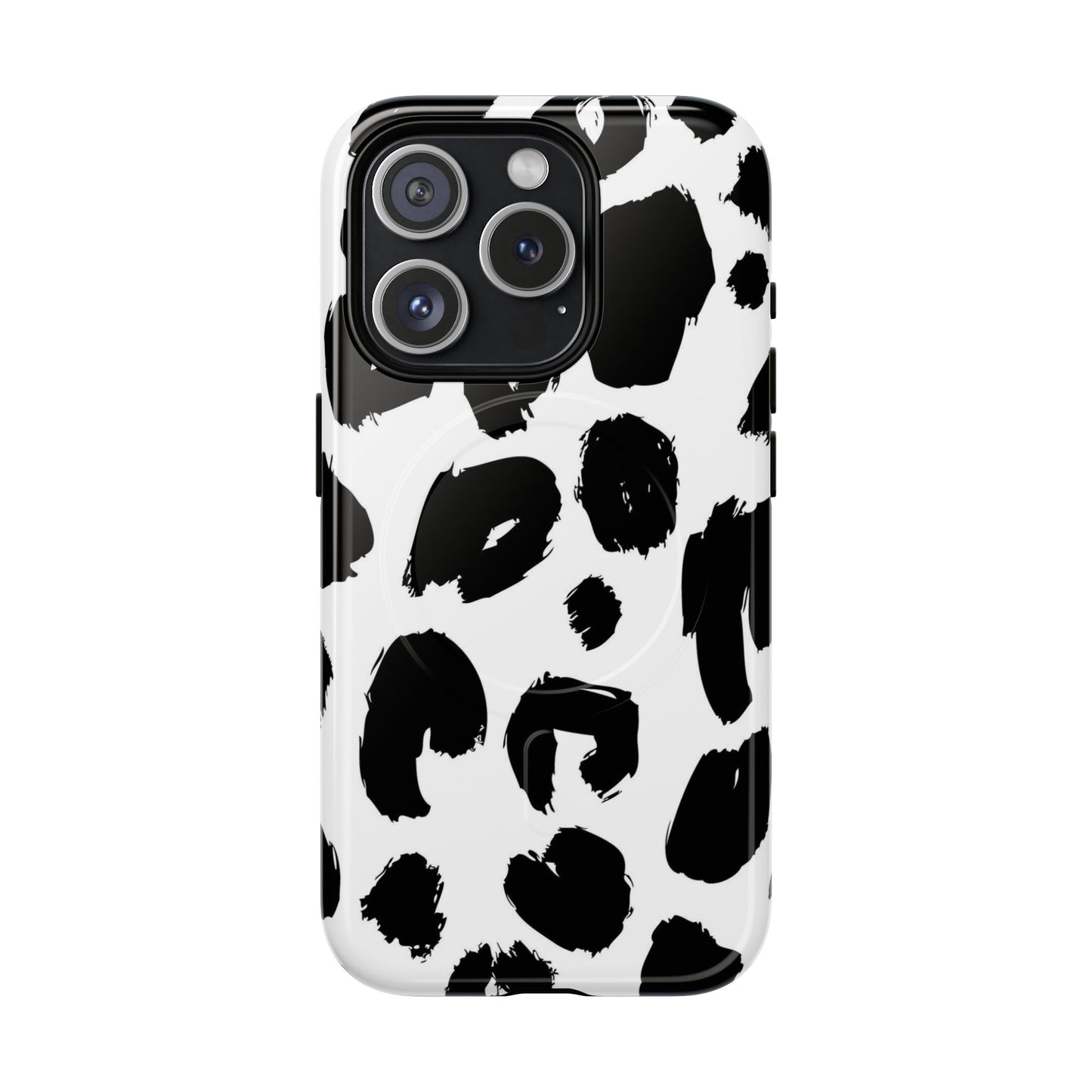 Ink Leopard Magnetic Phone Case — Black & White Animal Print Fashion Protective Cover