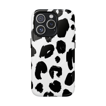 Ink Leopard Magnetic Phone Case — Black & White Animal Print Fashion Protective Cover