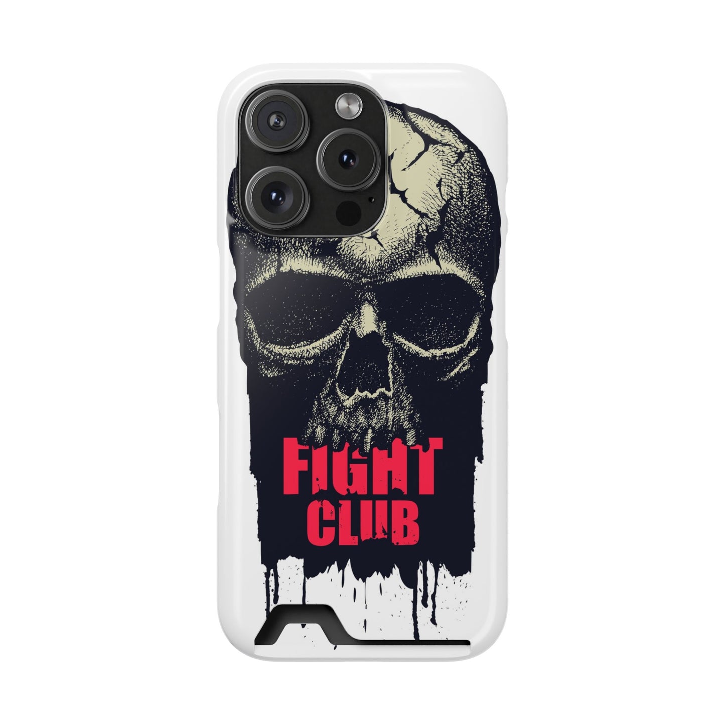 Fight Club Skull Phone Case with Card Holder — Bold Gothic Skull Design