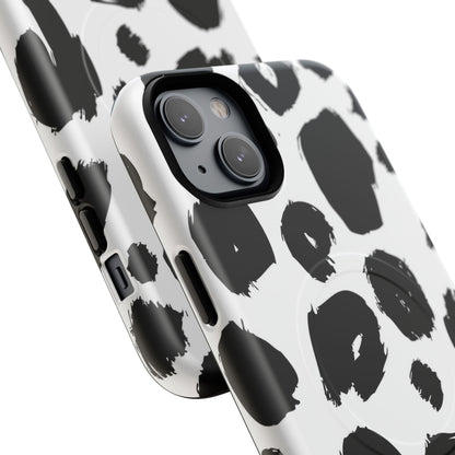 Ink Leopard Magnetic Phone Case — Black & White Animal Print Fashion Protective Cover