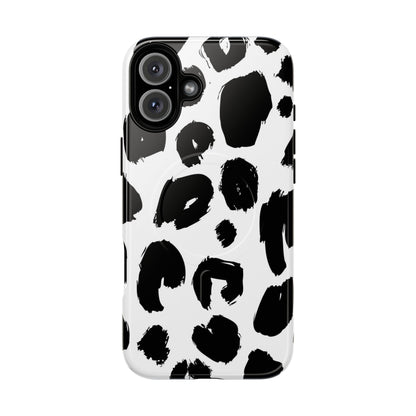 Ink Leopard Magnetic Phone Case — Black & White Animal Print Fashion Protective Cover