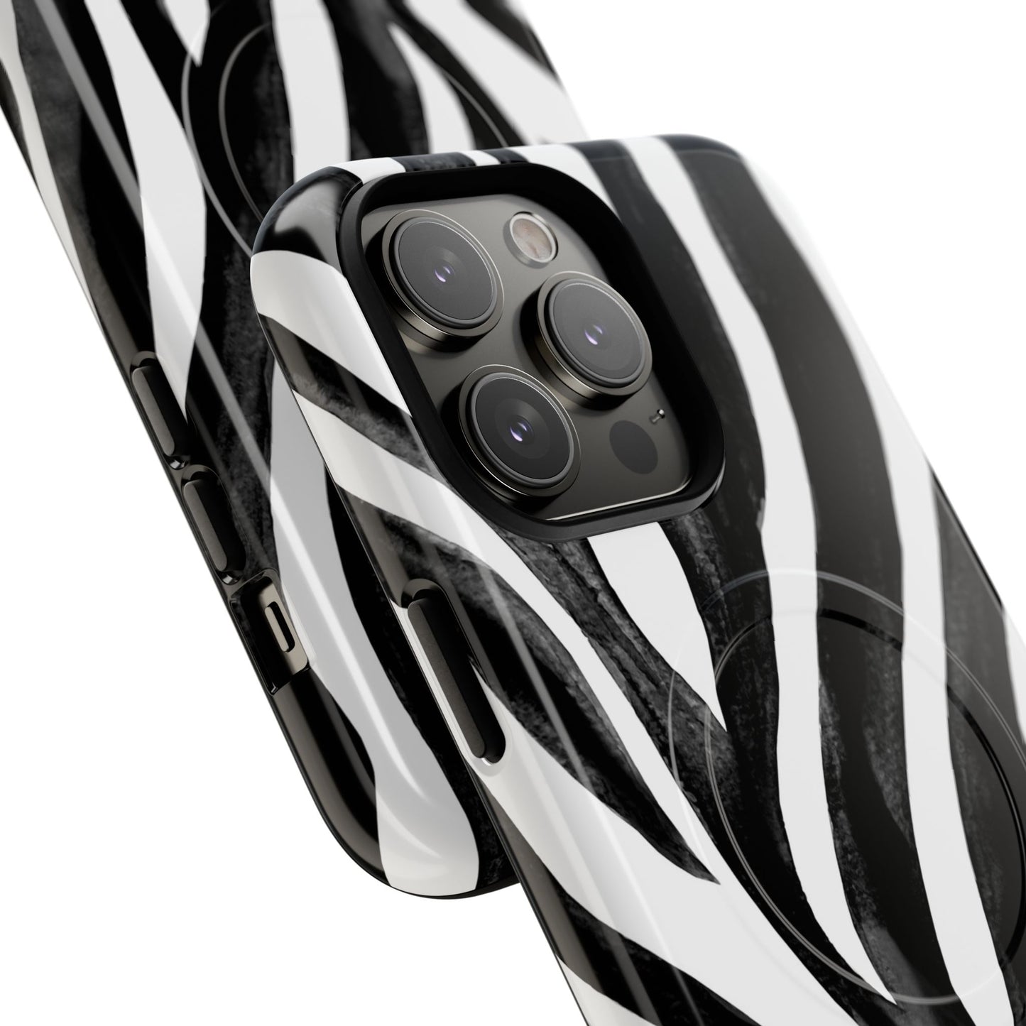 Wild Lines Zebra Stripe Tough Magnetic Phone Case — Black & White Protective Cover
