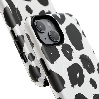 Ink Leopard Magnetic Phone Case — Black & White Animal Print Fashion Protective Cover