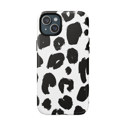 Ink Leopard Magnetic Phone Case — Black & White Animal Print Fashion Protective Cover
