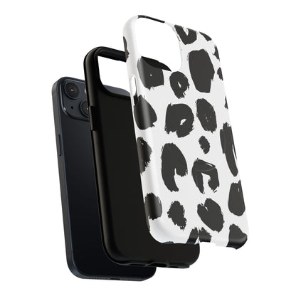 Ink Leopard Magnetic Phone Case — Black & White Animal Print Fashion Protective Cover