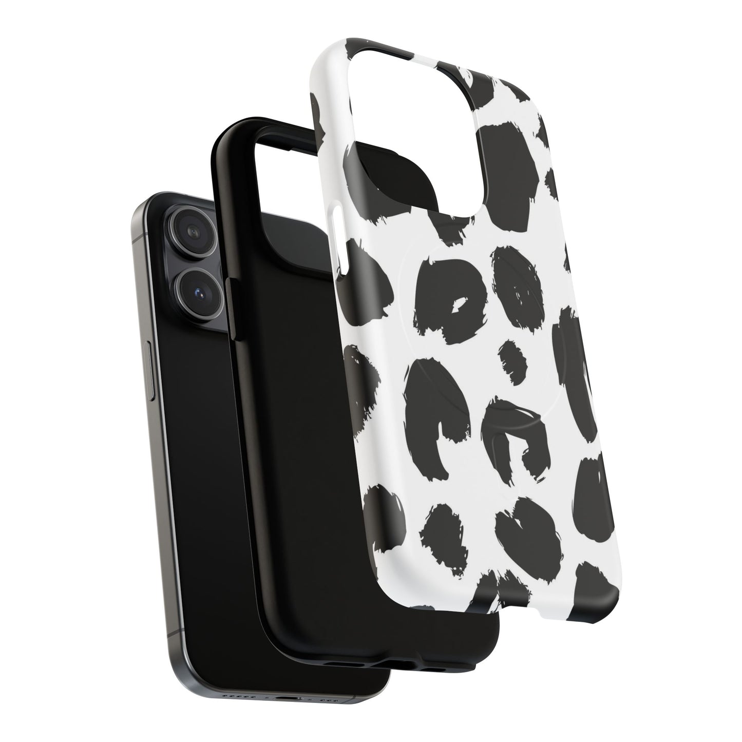 Ink Leopard Magnetic Phone Case — Black & White Animal Print Fashion Protective Cover