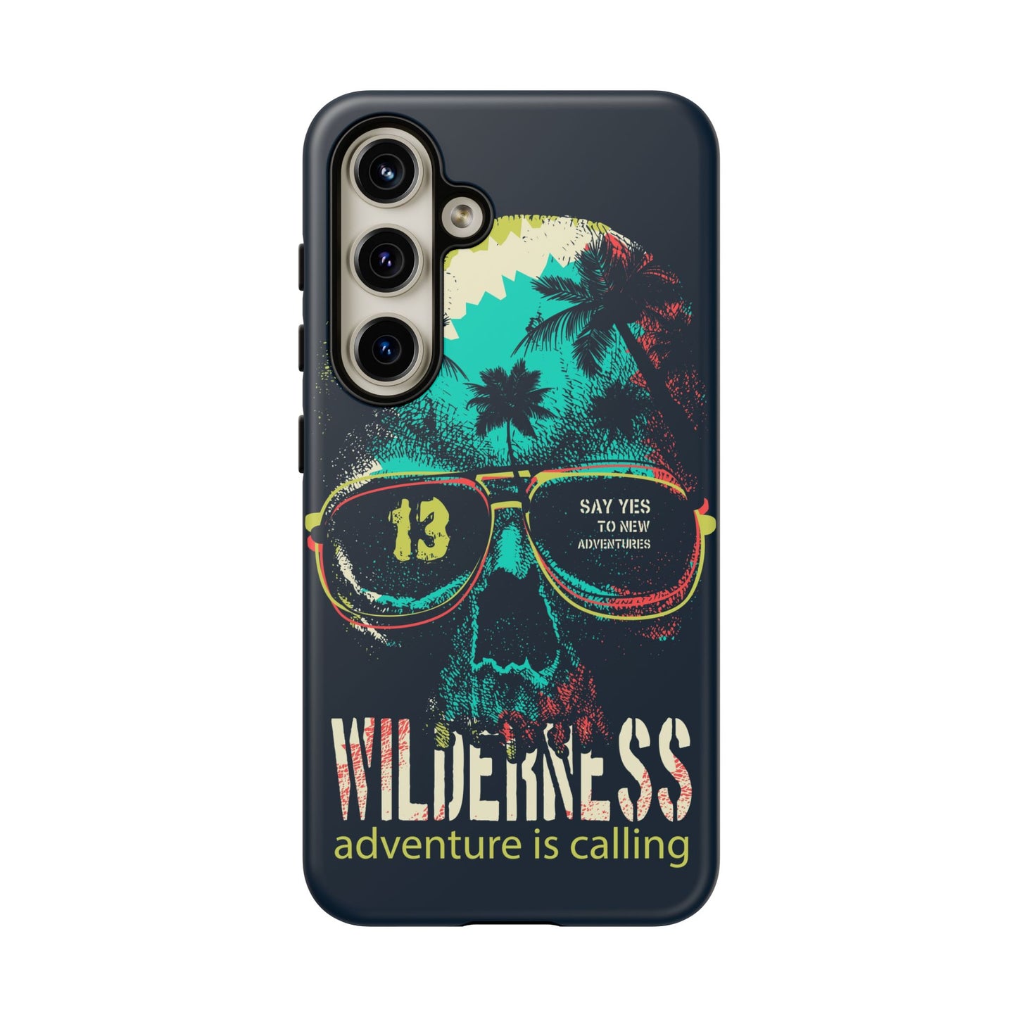 Wilderness Adventure Phone Case — 'Adventure Is Calling' Skull Sunglasses Design