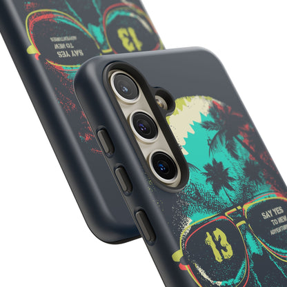 Wilderness Adventure Phone Case — 'Adventure Is Calling' Skull Sunglasses Design