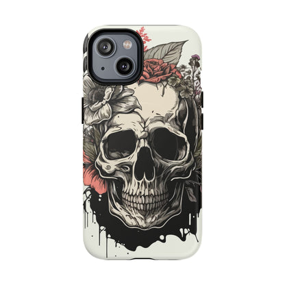 Dark Aura Skull & Roses iPhone Case – Gothic Floral Magnetic Protective Cover