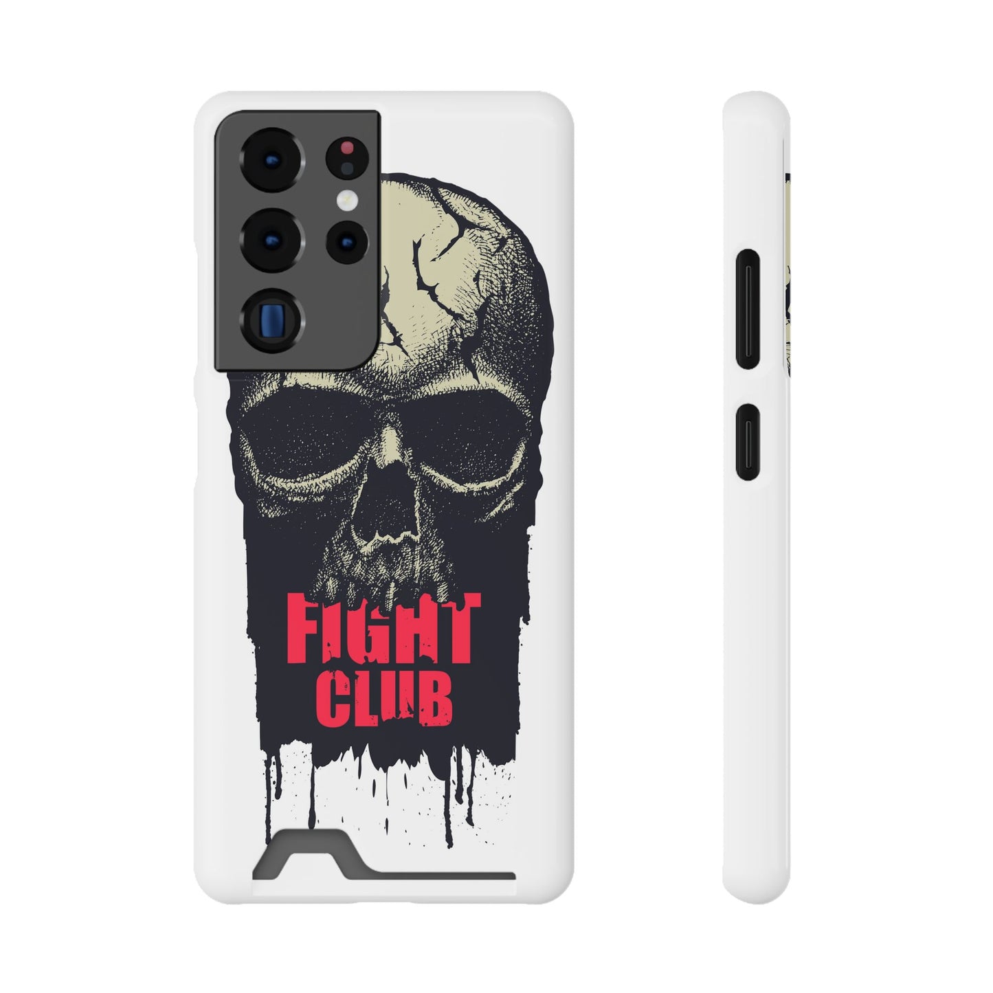 Fight Club Skull Phone Case with Card Holder — Bold Gothic Skull Design