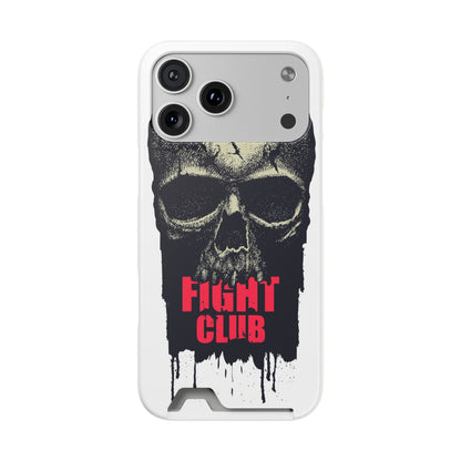 Fight Club Skull Phone Case with Card Holder — Bold Gothic Skull Design