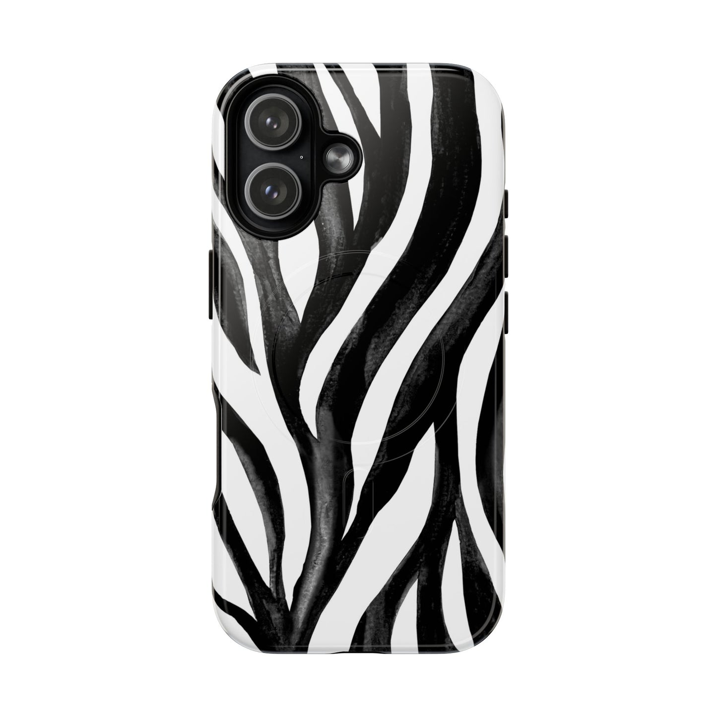 Wild Lines Zebra Stripe Tough Magnetic Phone Case — Black & White Protective Cover