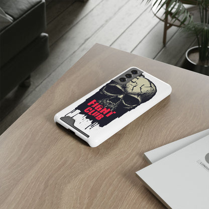 Fight Club Skull Phone Case with Card Holder — Bold Gothic Skull Design