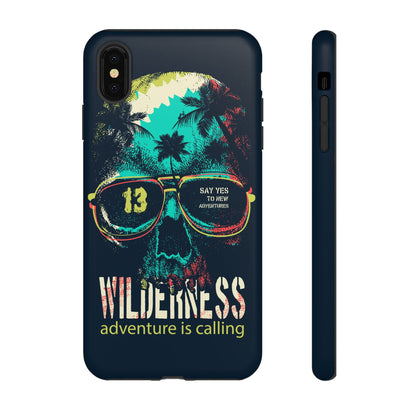 Wilderness Adventure Phone Case — 'Adventure Is Calling' Skull Sunglasses Design