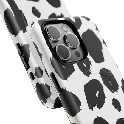 Ink Leopard Magnetic Phone Case — Black & White Animal Print Fashion Protective Cover