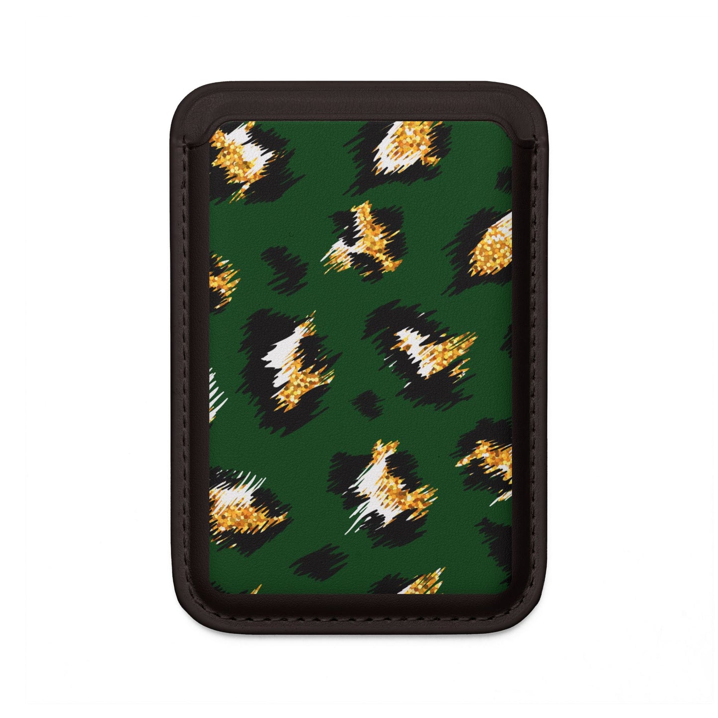 Green Leopard Print Vegan MagSafe Wallet — Card Holder for iPhone