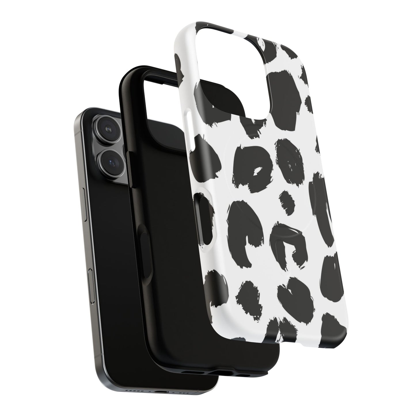 Ink Leopard Magnetic Phone Case — Black & White Animal Print Fashion Protective Cover