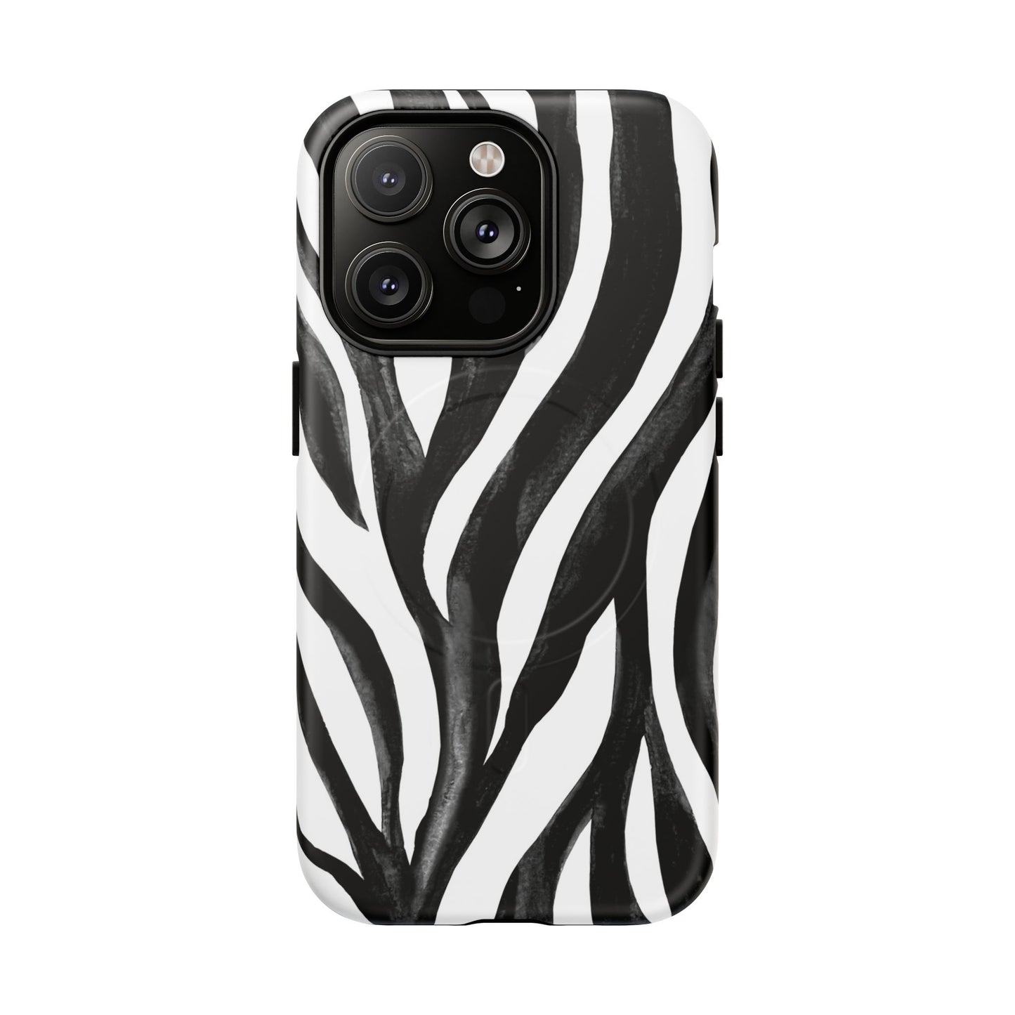 Wild Lines Zebra Stripe Tough Magnetic Phone Case — Black & White Protective Cover