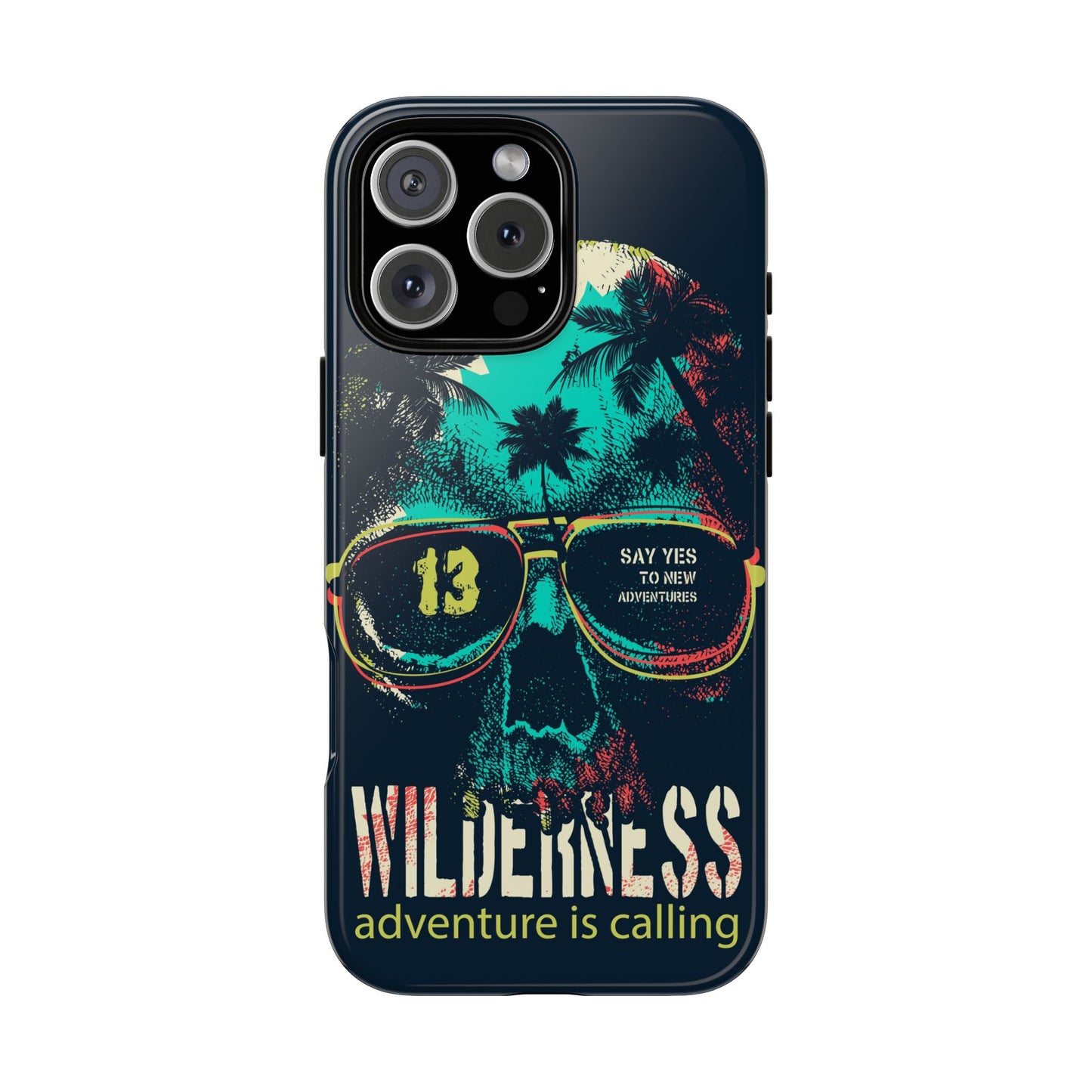 Wilderness Adventure Phone Case — 'Adventure Is Calling' Skull Sunglasses Design