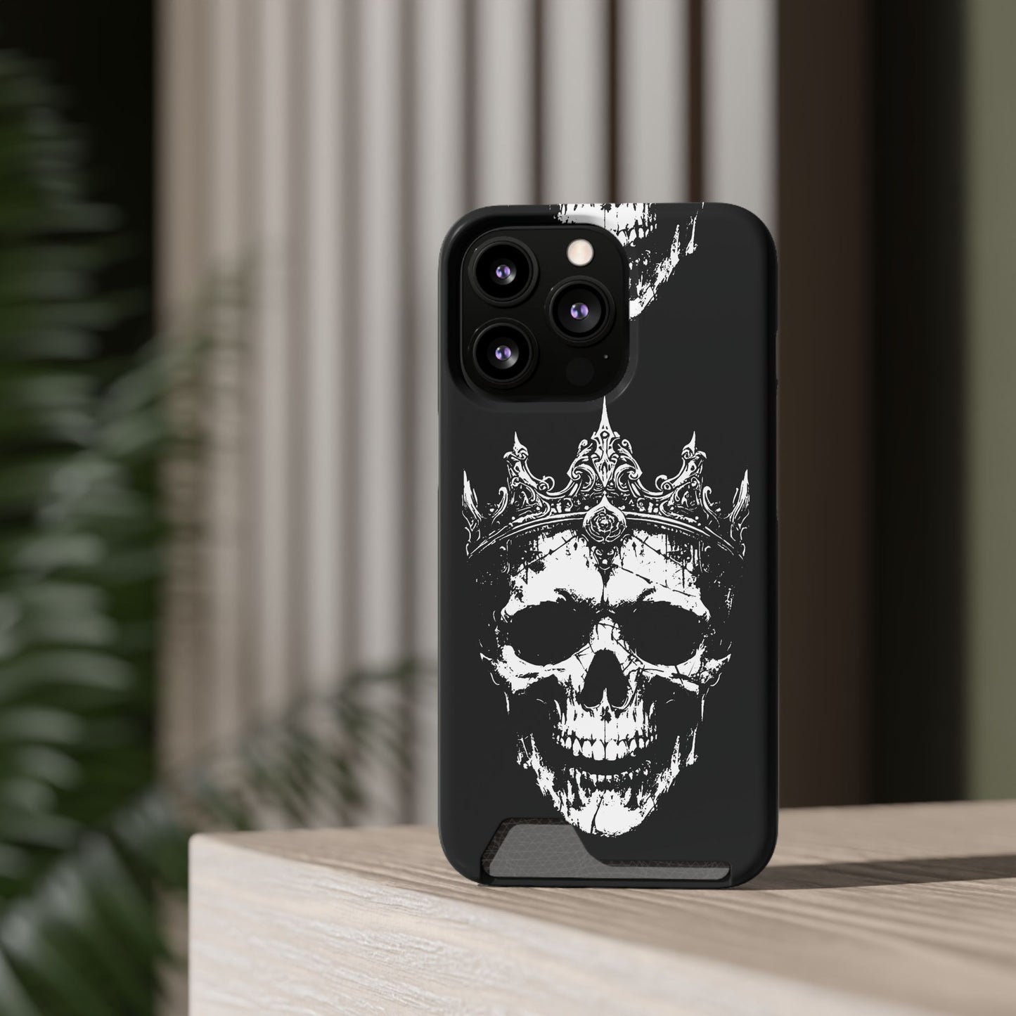 Crowned Chaos - Skull King Card-Holder Phone Case