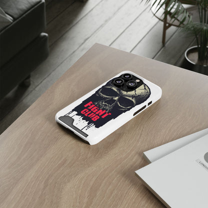 Fight Club Skull Phone Case with Card Holder — Bold Gothic Skull Design